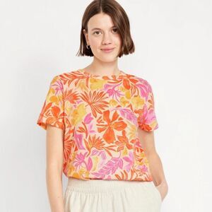 EveryWear Crew-Neck Tee Large Orange Pink Fitted Short Sleeve T-Shirt Top Blouse